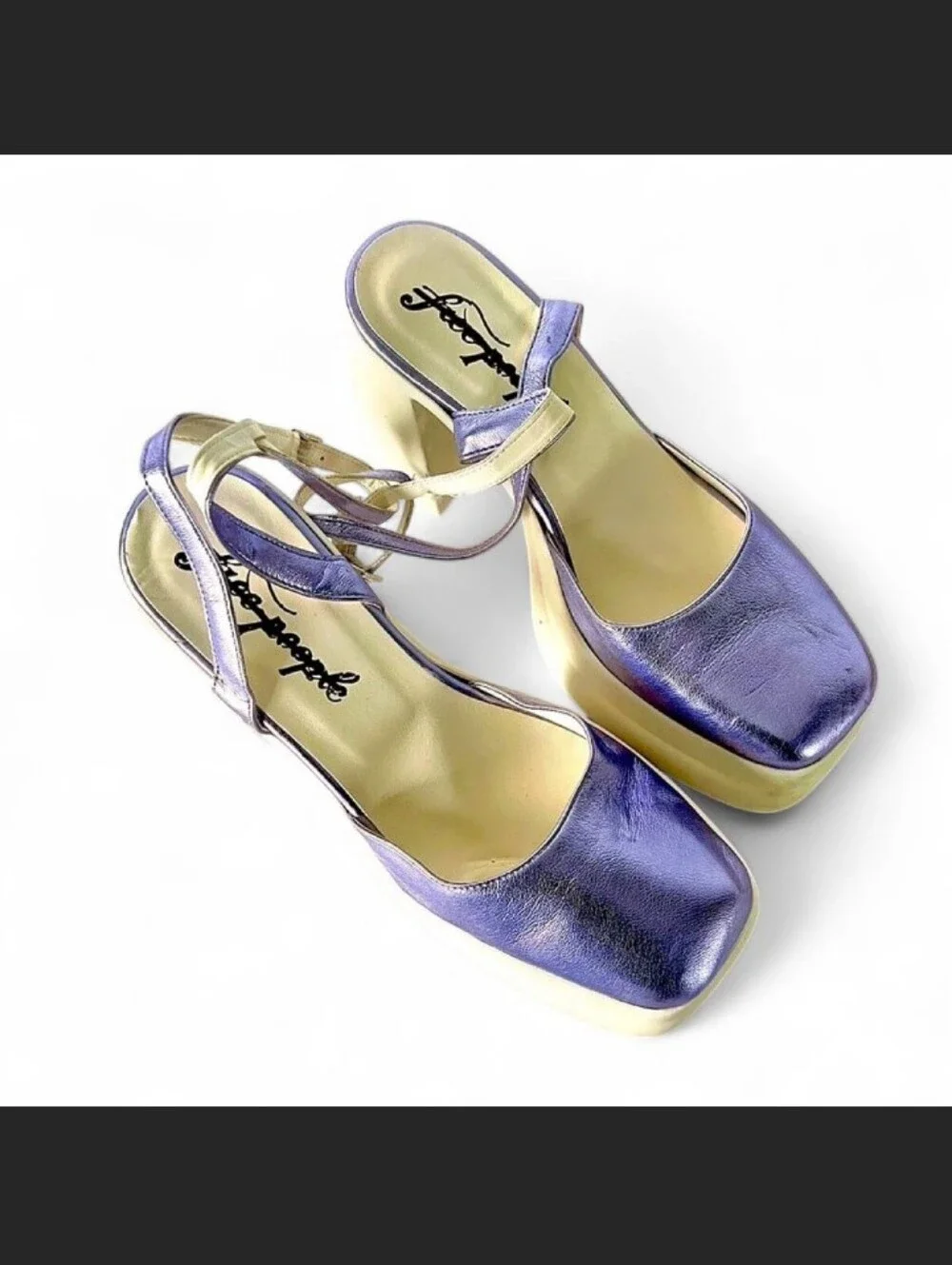 Free People Metallic Purple Stacked Platform Maryjanes – Size 37.5